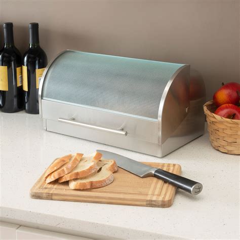 home basics stainless steel bread box black|brushed stainless steel bread box.